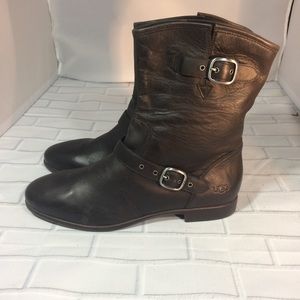 Ugg Frances Brown Leather Short Ankle Boots Sz 11M